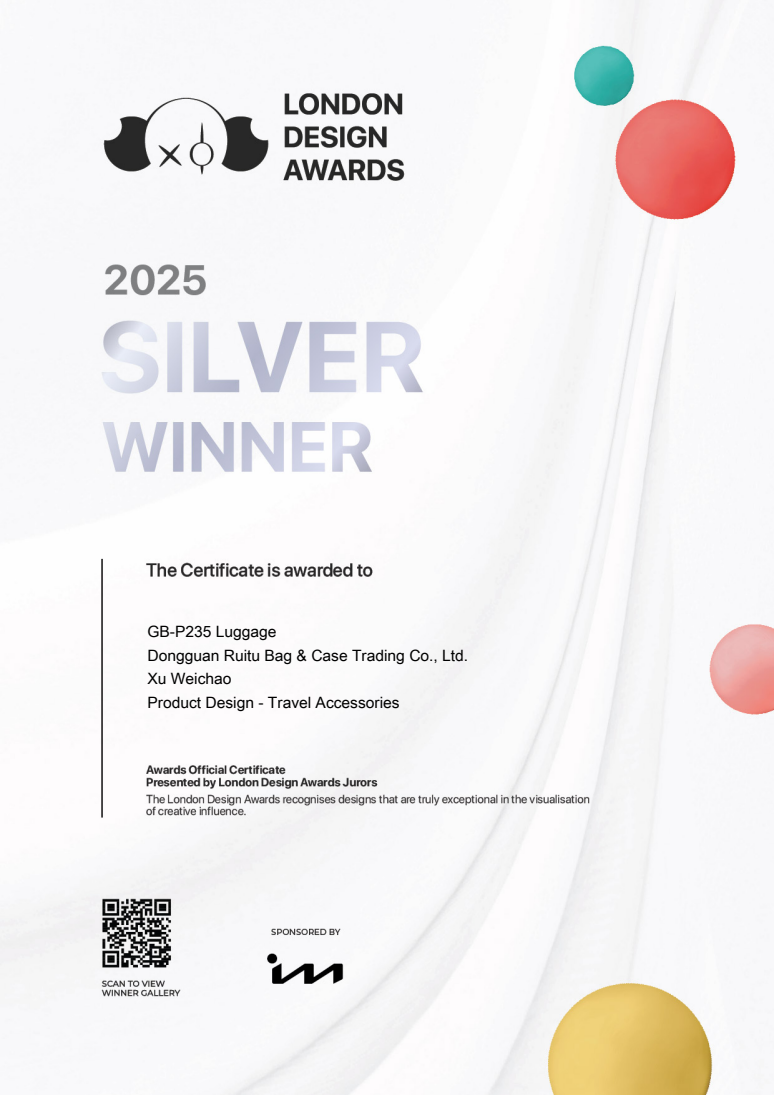 GB-P235 — 2025 London Design Awards Silver Winner certificate